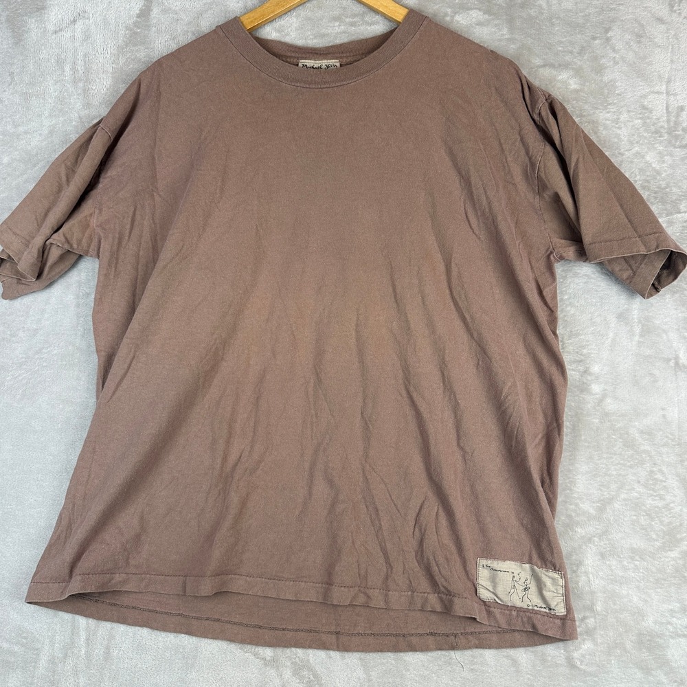 Michael Stars L Tee Americaine T Shirt Brown One Size Fits All Cotton